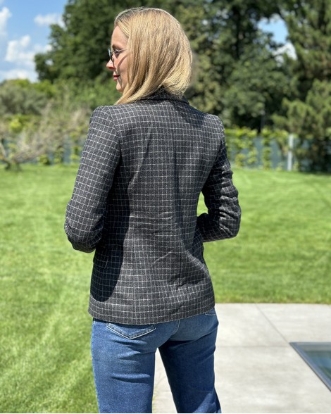 Sako dámské Emporio Armani kostkované šedé